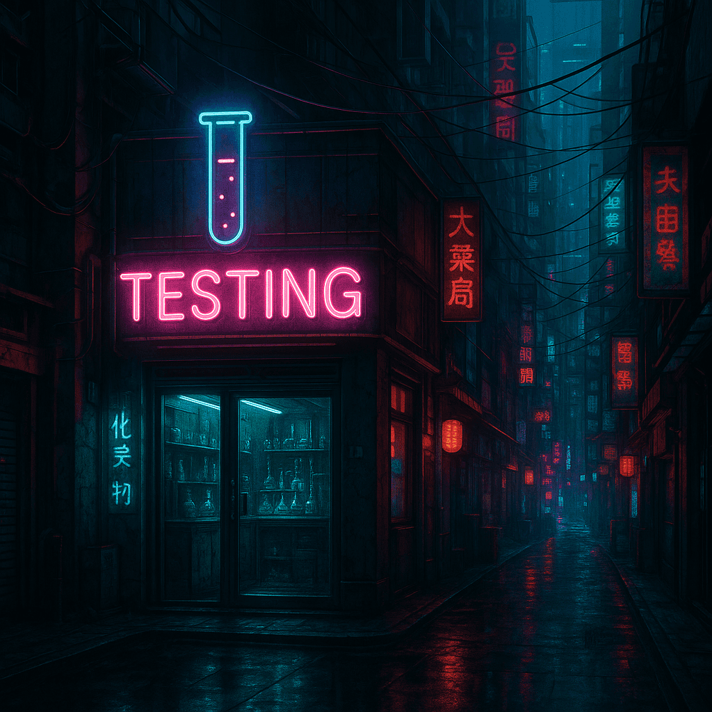 Cyberpunk scape with test tube in Neon
